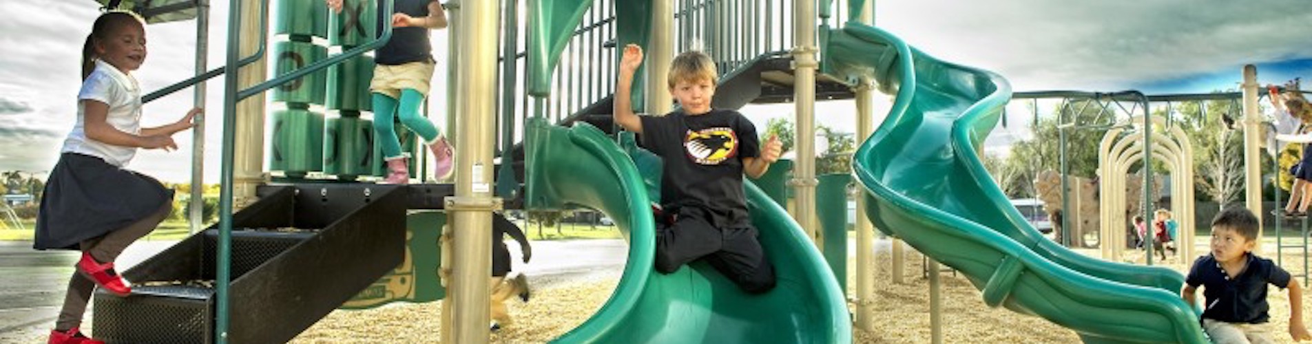 Students on slides